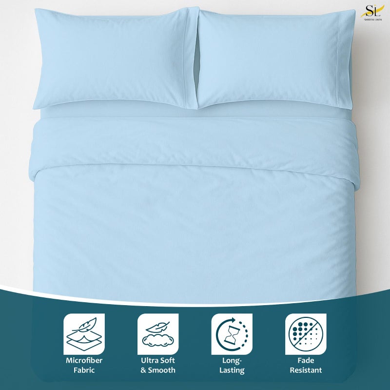 Shreem Linen Luxury 4 Piece Microfiber RV Sheet Set, Deep Pocket Fits Up to 10 inch, Soft, Wrinkle-Resistant, Camper, Travel Trailer Bedding, Bunk 42x80, Light Blue - Image 3